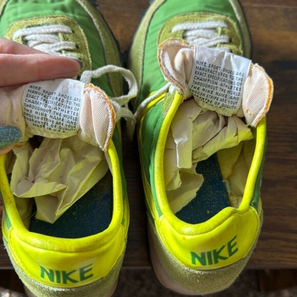 Vintage Nike Waffles Late 1970s/Early 80s MadeIn USA Green Yellow Size 5 - Picture 10 of 16